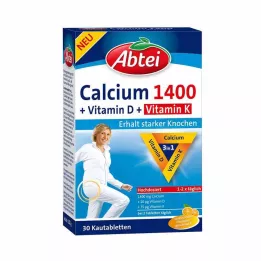 ABTEI Comprimidos mastigáveis de cálcio 1400+vitamina D3+K, 30 unidades