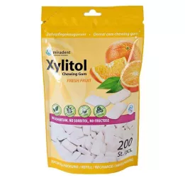 MIRADENT Goma de mascar xilitol fruta fresca Recarga, 200 unidades