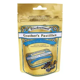Pastilhas de groselha preta dourada Grethers com açúcar, refil de embalagem (100 g)