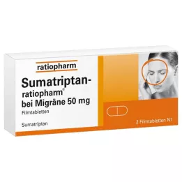 SUMATRIPTAN-ratiopharm para enxaqueca 50 mg comprimidos revestidos por película, 2 unidades
