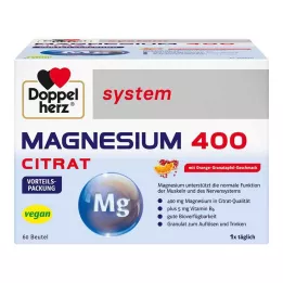 DOPPELHERZ Sistema de citrato de magnésio 400 grânulos, 60 unidades