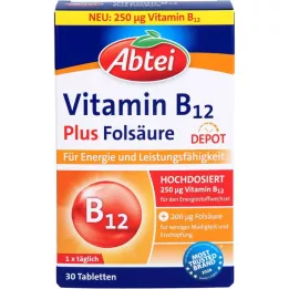 ABTEI Comprimidos de depósito de vitamina B12 mais ácido fólico, 30 unidades