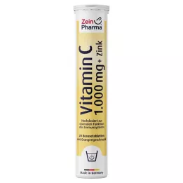 VITAMIN C 1000 mg + comprimidos efervescentes de zinco, 20 unidades
