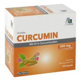 Curcumina 500 mg 95% curcuminóides + piperina cápsulas, 180 unidades