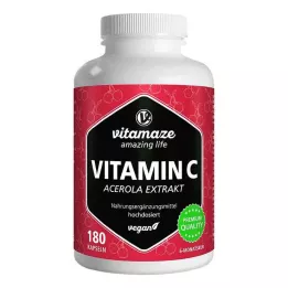 VITAMIN C 160 mg Extrato de Acerola cápsulas veganas puras, 180 unidades