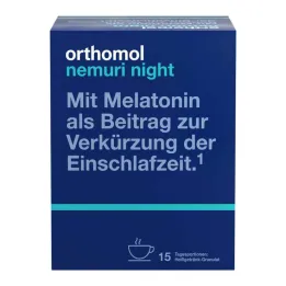 Grânulos noturnos Orthomol Nemuri, 15 x 10 g