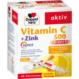 DOPPELHERZ Vitamina C 500+Zinc Depot DIRECT Pellets, 40 unid