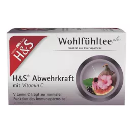 H&amp;S Defense com sacos de filtro de vitamina C, 20X1,8 g