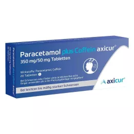 PARACETAMOL mais Cafeína axicur 350 mg/50 mg Tabl., 20 pcs