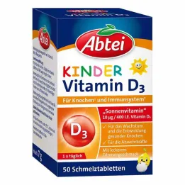 Comprimidos de fusão de vitamina D3 infantil Abbey, 50 unidades