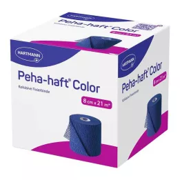 PEHA-HAFT Fita de fixação colorida sem látex 8 cm x 21 m azul, 1 peça