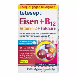 TETESEPT Comprimidos revestidos por película de ferro + B12 + C + ácido fólico, 30 unid