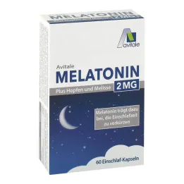 Melatonina 2 mg mais cápsulas de lúpulo e erva-cidreira, 60 peças