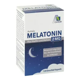 Melatonina 2 mg mais cápsulas de lúpulo e erva-cidreira, 120 peças