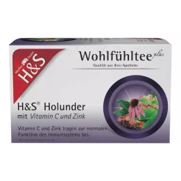 H&S Sabugueiro com Vitamina C e Sacos Filtrantes de Zinco, 20X2,5 g