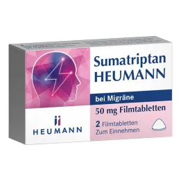 Sumatriptano Heumann para enxaquecas 50 mg comprimidos revestidos por película, 2 unidades