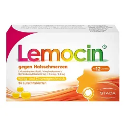 Lemocin® para dores de garganta sabor mel e limão, 24 unidades