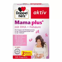 DOPPELHERZ Mama plus com DHA+ Cápsulas de ácido fólico, 120 unidades