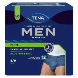 TENA® MEN ACTIVE FIT Calça Plus azul S/M para incontinência, 12 peças