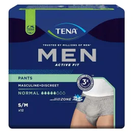 TENA® MEN ACTIVE FIT Calça cinza normal S/M para incontinência, 12 peças
