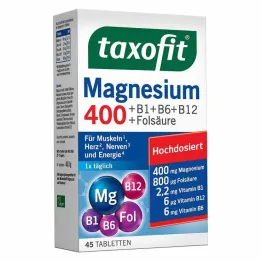 Taxofit Magnésio 400 + B1 + B6 + B12 + comprimidos de ácido fólico, 45 unid