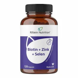 Biotina + Zinco + Selênio para Pele Cabelo &amp; Unhas Cápsulas, 120 unid