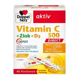 DOPPELHERZ Vitamina C 500+Zinco+D3 Depot DIRECT Pel., 40 unid