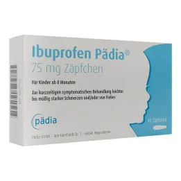 Supositórios de ibuprofeno Pedia 75 mg, 10 unidades