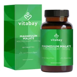 Malato de magnésio 1000 mg comprimidos veganos de alta dose, 180 unidades
