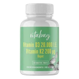 Depósito de vitamina D3 20.000 UI + comprimidos de vitamina K2 200 mg (180 peças)