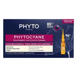 Tratamento Phytocyane para mulheres com queda de cabelo reacionária, 12X5 ml