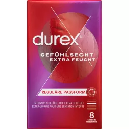 DUREX Preservativos extra úmidos com sensação real, 8 peças