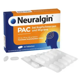 Neuralgin PAC para dores de cabeça e enxaquecas comprimidos, 20 unidades