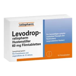 Supressor de tosse Levodrop-ratiopharm 60 mg comprimidos revestidos por película, 10 unidades