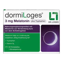 Dormiloges 3 mg melatonina mais comprimidos revestidos por película de triptofano, 30 unidades