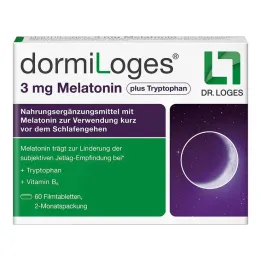 Dormiloges 3 mg melatonina mais comprimidos revestidos por película de triptofano, 60 unidades