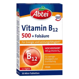Abbey Vitamin B12 500 + comprimidos de ácido fólico (30 peças)