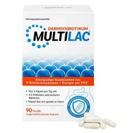 Cápsulas gastrorresistentes Multilac Synbiotic, 3x30 unid