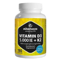 Vitamina D3 K2 5000 UI / 100 µg comprimidos de alta dose, 180 unidades