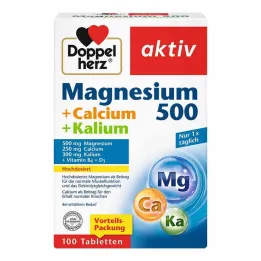 Doppelherz Magnésio 500 + Cálcio + Potássio comprimidos, 100 peças