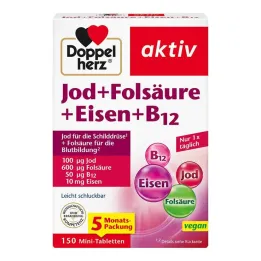 Doppelherz Iodo + ácido fólico + ferro + comprimidos B12, 150 unid