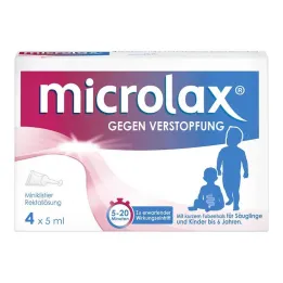 Enemas de solução retal Microlax com pescoço de tubo curto, 4 peças