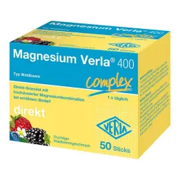 Magnésio Verla 400 Grânulos Diretos de Frutos Silvestres, 50 unidades