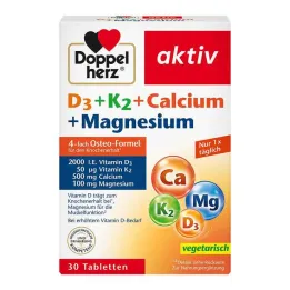 Doppelherz D3 + K2 + Cálcio + Magnésio comprimidos, 30 unid