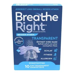 Respire melhor Breathe Right emplastros nasais normais transparentes, 10 unid