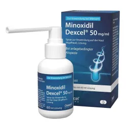 Minoxidil Dexcel 50 mg/ml spray para uso no couro cabeludo, 60 ml