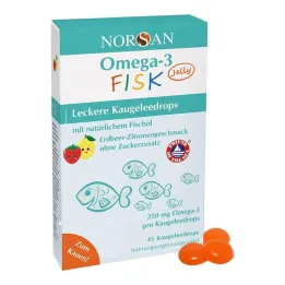 Norsan Omega-3 Fisk Jelly para drageias infantis, 45 peças