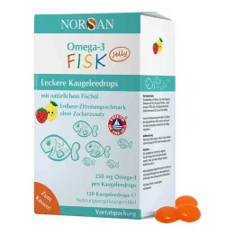 Norsan Omega-3 Fisk Jelly para drageias infantis, 120 peças
