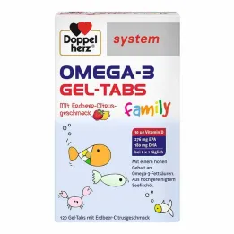 Doppelherz Omega-3 Gel-Tabs família Morango Citrus sistema, 120 peças