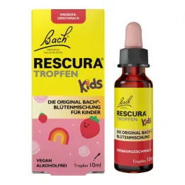 Flores de Bach originais Rescura Kids gotas morango sem álcool, 10 ml